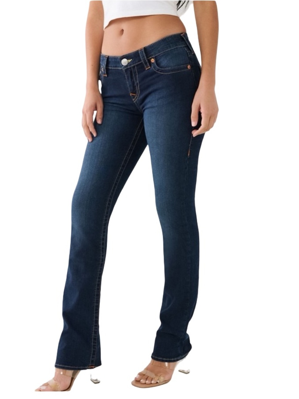 GOOD CONDTN  True Religion Women's Straight Leg Dark Indigo Billie Jeans (28)
